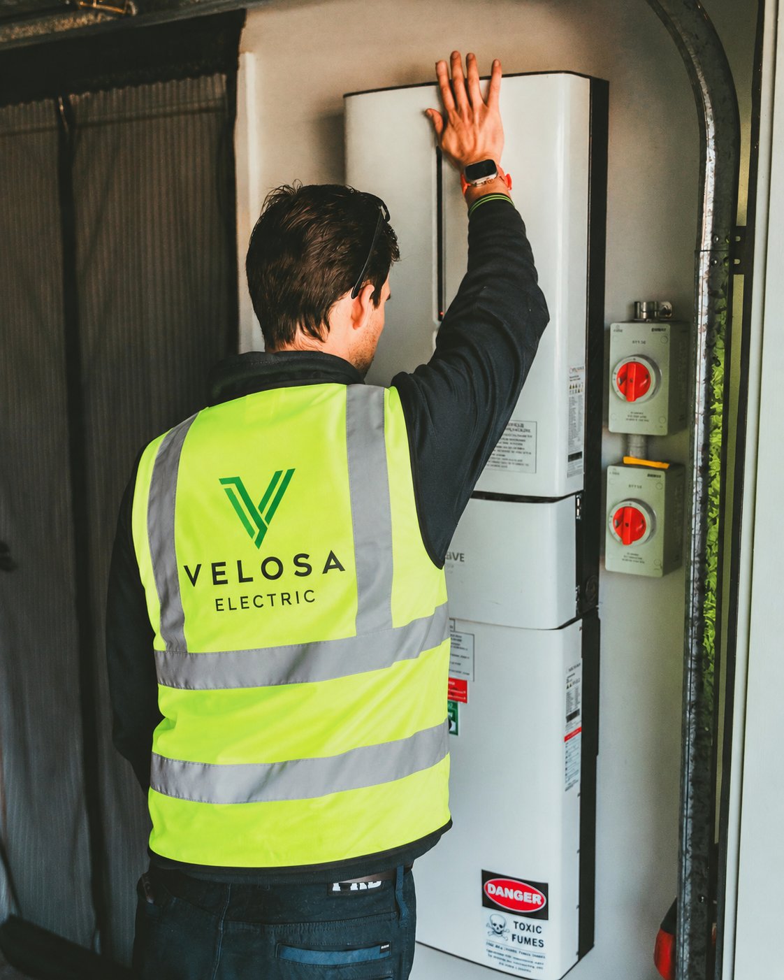 Velosa Electric technician on site